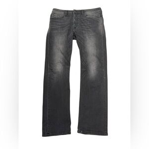 Diesel Viker Straight Leg Stretch Jeans Black Wash ORZ67 Size 32x30